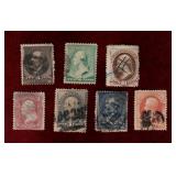 USA 7 VINTAGE USED STAMPS 1800's
