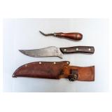 Vintage Butcher/Hunting Knife & Leather Sheath