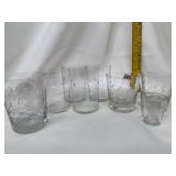 Lot of Etched Glass Cups