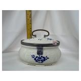 White and Blue Ceramic Storage Container