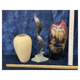 Lot Of 3 Items Vases,Dolphin Statue