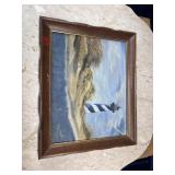 Vintage Lighthouse Picture With Frame