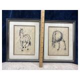 vintage Horse Picture With Frame