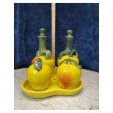 Ceramic Fruit Oil Vinegar Salt Pepper Cruet Set