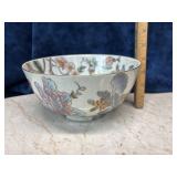 Vintage Bowl With Floral Design With Gold Rim