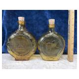 Lot Of 2 Amber Commemorative Flask
