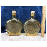 Lot Of 2 Amber Commemorative Flask