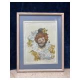 Vintage Clown Picture With Frame