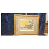 Vintage Framed Wood Duck Wildlife Art Print