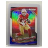 Christian McCaffrey 2025 Prizm Red White Blue Ref