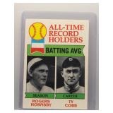 Rogers Hornsby/Ty Cobb 1979 Topps Record Holders
