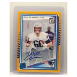 Will Campbell 2025 Donruss Orange Rookie Auto