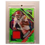 Xavier Worthy 2025 Prizm Premier patch lime pulsar