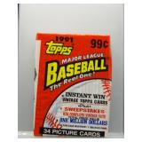 1991 Topps Baseball Sealed Cello Pack