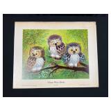 11.5ï¿½x14.5ï¿½ Litho of Three Wise Owls by K Chin