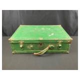 Vintage Metal & Wood Green Painted Carry Case