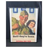 Framed USO National War Fund Litho 14ï¿½x20ï¿½