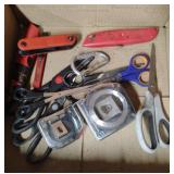 Allen wrenches, utility knives, scissors and tape