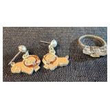 Lion earrings, fashion ring 3 stones