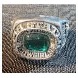 Bent class ring green stone - tests positive for