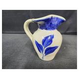 Williamsburg pottery 4.5" blue leaf creamer