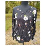 Ladies black and floral size M top