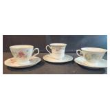 3 Bone china teacup and saucer sets
