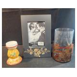 Fall pumpkin candle holder, leaves acorn candle