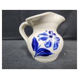 Williamsburg pottery 3.5" creamer blue leaf