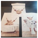 11.5x16 unframed highland cows wall decor rolled