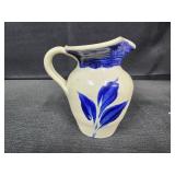 Williamsburg cobalt blue leaf pottery 4.5" pitcher