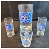 North Carolina Tarheels glass and shot glasses