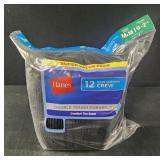 Hanes boys black crew socks size medium 9-2.5