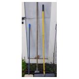 Push brooms and a scrub brush