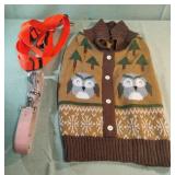 Dog leash, harness and a sweater