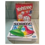 Sorry and Yahtzee board games