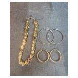 Ann Taylor goldtone necklace NWT and hoop