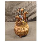 Vintage carousel music box. Works. 8 1/2" tall