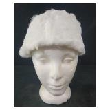 MCM white fur pillbox hat.vintage