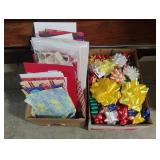Tissue, present boxes, wrapping paper, bows and