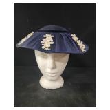 Blue floral accent Vintage MCM Womans Church Hat