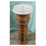 Wood plant stand with stone top. 25" tall