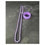 Purple beaded nacklace and bangle bracelet