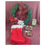 Christmas stockings, hooks and Christmas