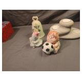 Stone tea candle holder, vintage bell and 2