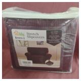 Stretch oversized chair slipcover. Wine