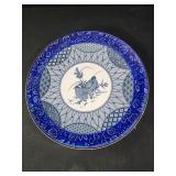 15" vintage blue and white porcelain charger