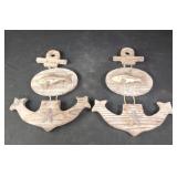 Pair 10x13 fish Nautical wall decor wooden anchor