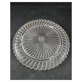 Vintage Glass Cake Plate Pinwheel Swirls