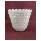 Vintage Fire-King milk glass hobnail vase